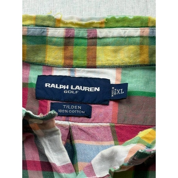 Ralph Lauren Polo Golf Plaid Tilden Short Sleeve Shirt Multicolor Mens Size XL - Picture 2 of 9